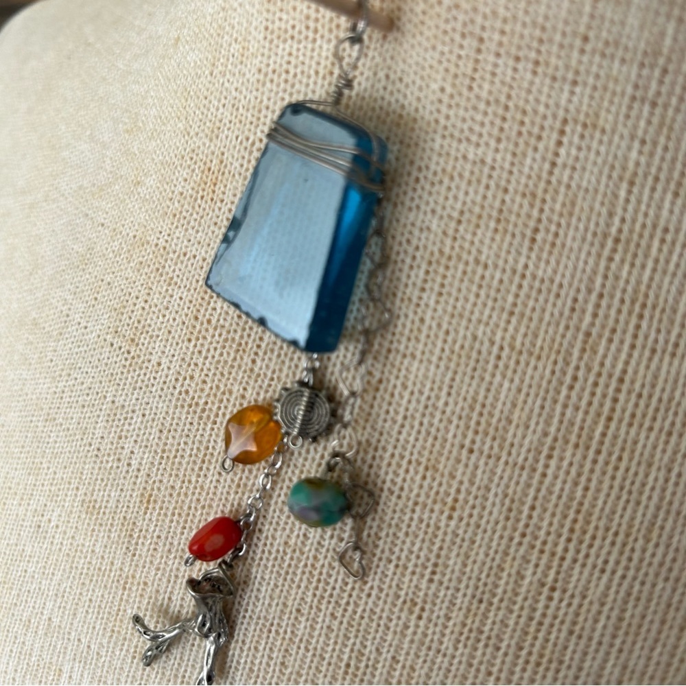 Sea Glass and Branch Boho Pendant - Picture 3 of 13